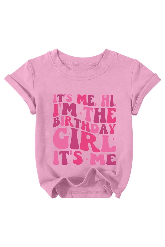 Girls T Shirts Boys Alphabet Graphic Tee Short Sleeve Round Neck Soft Top Girls' Tops Pink 2-3 Years