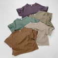 thumbnail image 1 of Girls T Shirts Boys Raglan Sleeve Striped Short Sleeve Crewneck Casual Top Girls' Tops Army Green 2-3 Years, 1 of 6