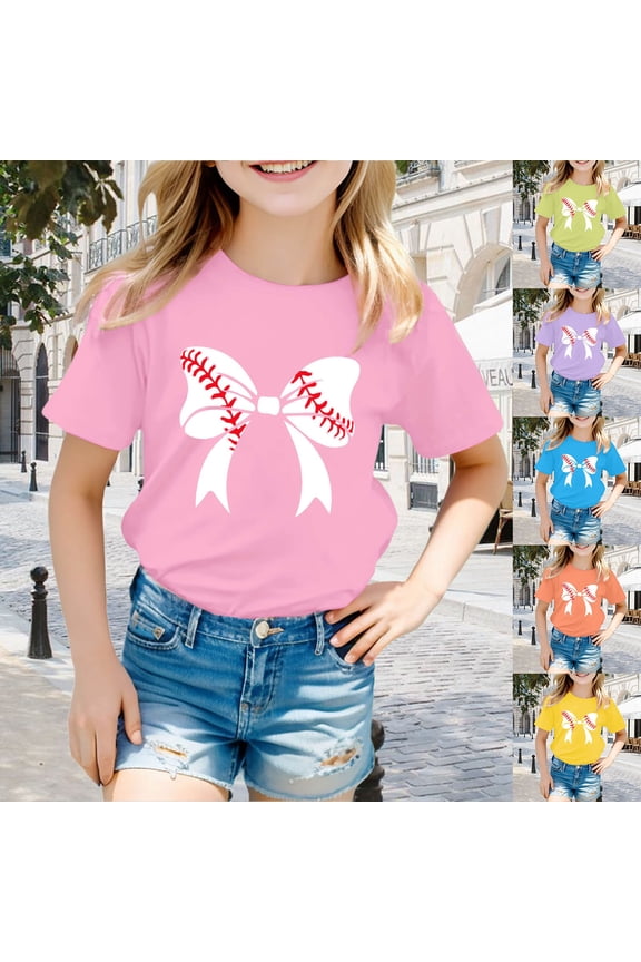 Girls T Shirts Children Squid Theme Printed Casual Loose Short Sleeve T Shirt Top Girls Tops Light Green 18-24 Months