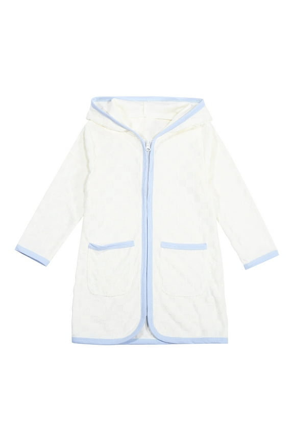 Girls T Shirts Cover Up Zip Up Hooded Long Sleeve Beach Towel Robe Kimono Little Girls Clothes White 10-11 Years