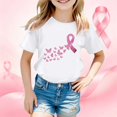 thumbnail image 1 of Girls T Shirts Crew Neck Short Sleeve Cancer Awareness Print Tee Casual T Shirts for Girls Size 13-14Y, 1 of 4