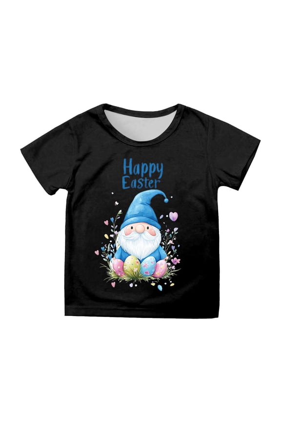 Girls T Shirts Easter Short Sleeve Printed Casual Tops Tees Blouses