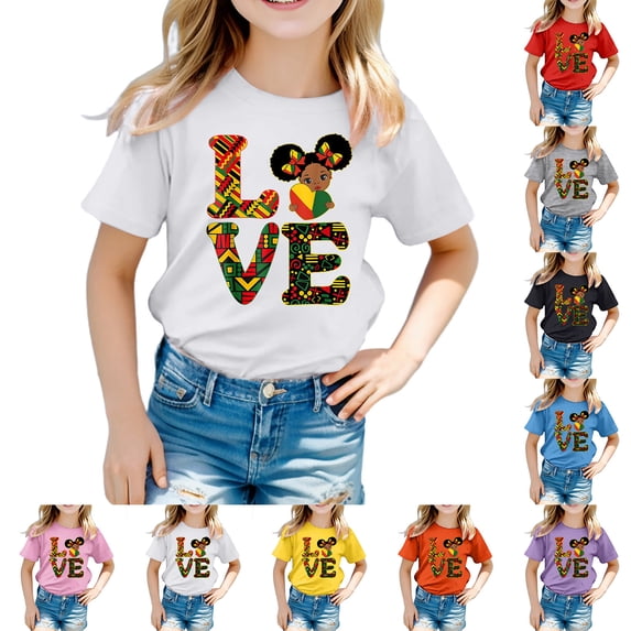 Girls T Shirts Empowering Graphic Tee Black History Month Inspirational Top Girls Tops Orange 6-7 Years