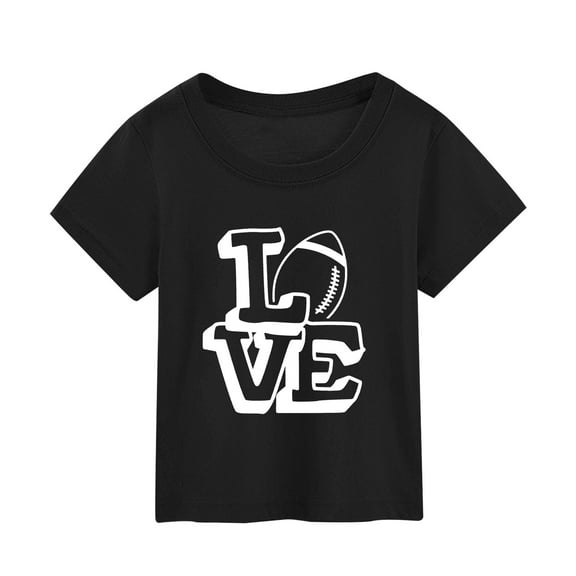 Girls T Shirts Football Fans Sports Summer Letter Printing Short Sleeve T Shirt Toddler Girls Clothes Red 7-8 Years