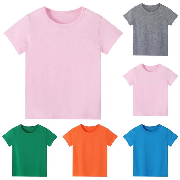 Girls T Shirts Gender Neutral Child Round Neck Short Sleeve T Shirt Top Girls' Tops Sky Blue 5-6 Years