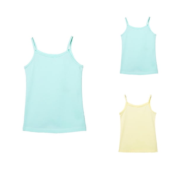 Girls T Shirts Girls Short Sleeve Tops Summer Girls Tank Tops Stretchy Camisole Undershirt Soft Basic Tees for Children Lightweight Ribbed Knit Fabric