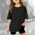 thumbnail image 1 of Girls T Shirts Graphic Letter Print Short Sleeve T Shirts Crewneck Girls Blouse Child Boys Black Shirts Kids Clothes Girls Size 9-10 Years, 1 of 6