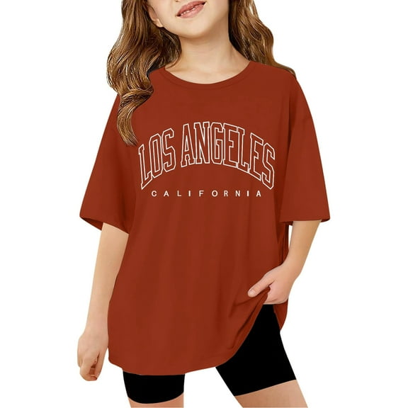 Girls T Shirts Graphic Short Sleeve TShirts Crewneck Pullover Undershirt Child Boys Red Tshirt Shirts for Boys 5-6 Years