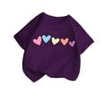 thumbnail image 1 of Girls T Shirts Heart Graphic Short Sleeve Crewneck Pullover Tees Summer Tops for Girls Size 3-10, 1 of 3