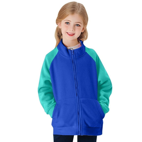 Girls T Shirts Kids Boys Colorblock Full Zip Polar Jacket Coat Cute Clothes for Girls Size 9-10T