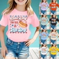 thumbnail image 1 of Girls T Shirts Kids Hot Dog Day Cooking Bbq Letter Print Short Sleeve Loose Top Girls' Tops Black 4-5 Years, 1 of 5