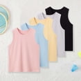 thumbnail image 1 of Girls T Shirts Kids Knit Sleeveless Tank Top Solid Color Breathable Layering Vest Girls Tops Red 9-10 Years, 1 of 4