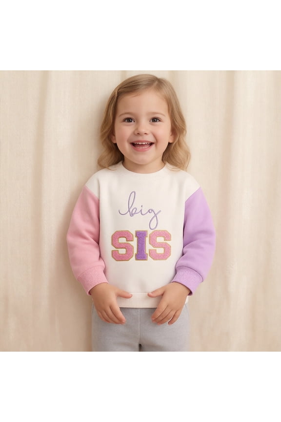 Girls T Shirts Kids Letter Embroidered Colorblock Long Sleeve Hoodie Casual Fall Top Girls' Tops Pink 6-12 Months