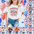 thumbnail image 1 of Girls T Shirts Kids Patriotic Firework Graphic Tee Short Sleeve Crewneck Summer Top Girls' Tops Grey 12-13 Years, 1 of 5