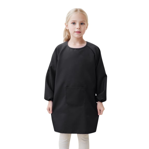 Girls T Shirts Kids Solid Color Art Smock Overalls Apron with Pocket Breathable Long Sleeve Top Size 8 Y-12 Y