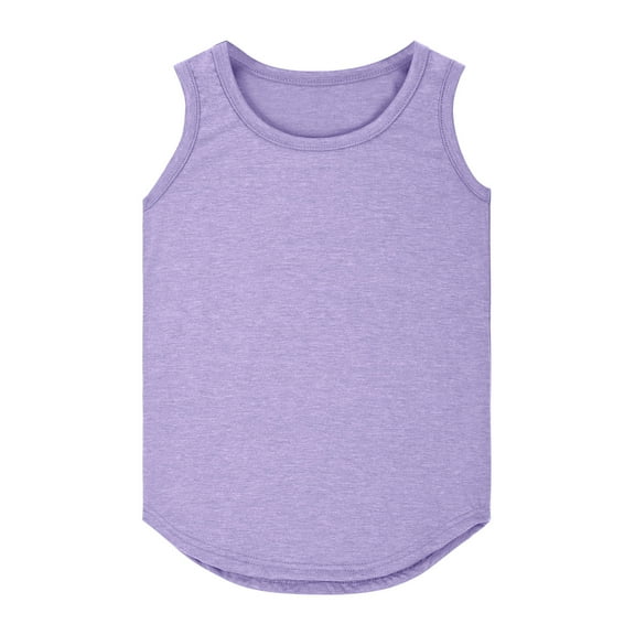 Girls T Shirts Kids Todd Girls Summer Solid Sleeveless Crewneck Tank Tops Breathable Soft T Shirt Toddler T Shirts Purple 3 Years-4 Years
