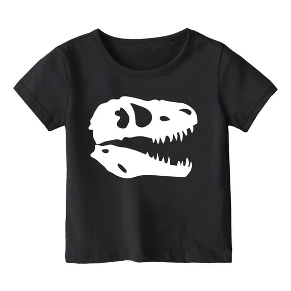 Girls T Shirts Kids Toddler Girls Summer Cartoon Dinosaur Print Breathable Soft Short Sleeved Casual T Shirt Summer Tops Black 3 Years-4 Years
