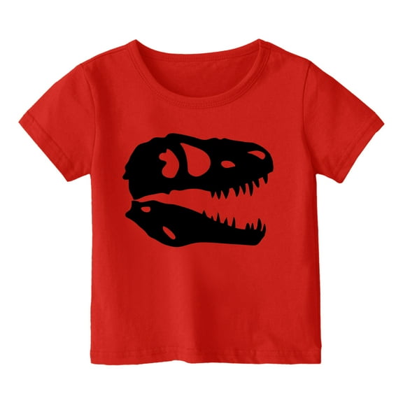 Girls T Shirts Kids Toddler Girls Summer Cartoon Dinosaur Print Breathable Soft Short Sleeved Casual T Shirt Summer Tops Red 10 Years-11 Years