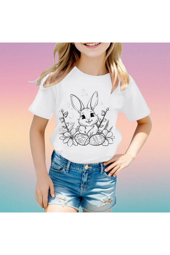 Girls T Shirts Kids Unisex Diy Printed Short Sleeve Tee Casual Comfortable Girls Clothes Hot Pink 12-13 Years