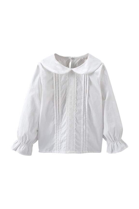 Girls T-Shirts Long Sleeves Kids Summer Cotton Round Neck Long Sleeve Tops Casual Basic Tee Shirt for Girls 3-13 Years 12-13 Years White