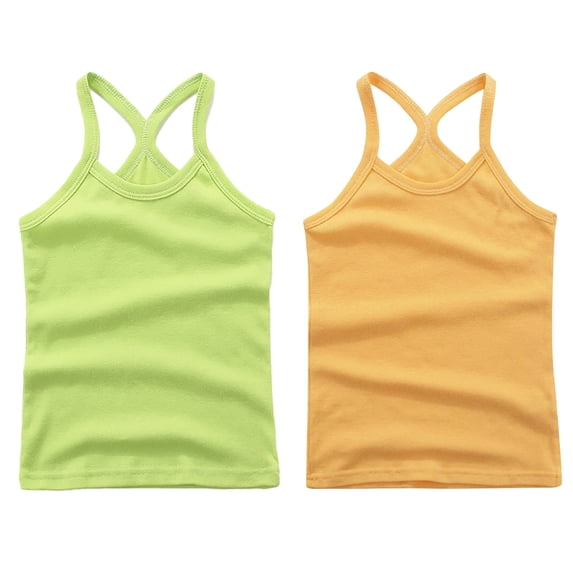 Girls T Shirts Racerback Crop Tank Top Sleeveless Cotton Undershirt Boys' Tops Light Green 6-7 Years