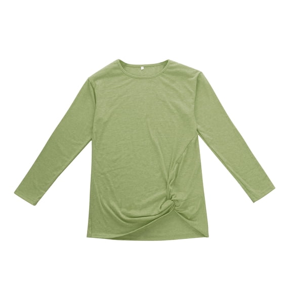 Girls T Shirts Round Neck Long Sleeve Knot Hem Children Tee Spring Fall Casual Loose Shirts Size 6-7Y