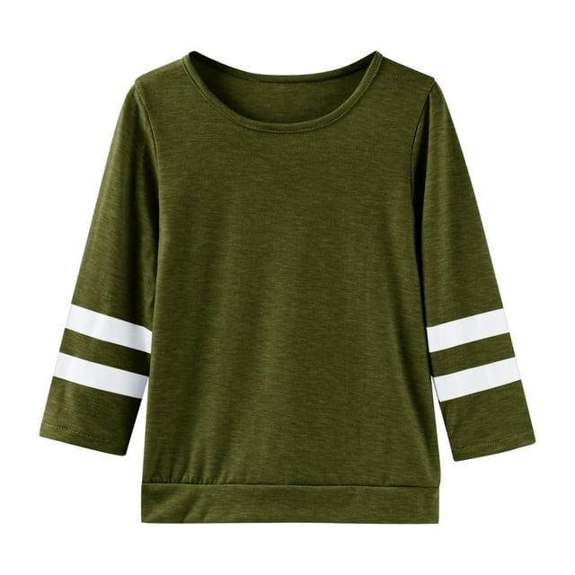 Girls T Shirts Round Neck Long Sleeve Patchwork Children Tee Spring Fall Casual Loose Shirts Size 4-5Y