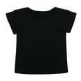 thumbnail image 1 of Girls T-Shirts Ruffle Short Sleeve Casual Crewneck Loose Shirt Solid Color Summer Daily Blouse Kids Tee Tops Black 5-6 Years, 1 of 5