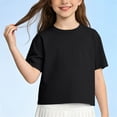 thumbnail image 1 of Girls T Shirts, Sentuca Summer Short Sleeve Crewneck Shirts Solid Color Casual Kids Clothes Size 5-6 Years, 1 of 6