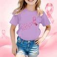 thumbnail image 1 of Girls T Shirts Short Sleeve Crew Neck Cancer Awareness Print Tee Casual T Shirts for Girls Size 11-12Y, 1 of 4