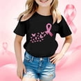 thumbnail image 1 of Girls T Shirts Short Sleeve Crew Neck Cancer Awareness Print Tee Casual T Shirts for Girls Size 5-6Y, 1 of 4
