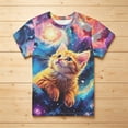 thumbnail image 1 of Girls T Shirts Short Sleeve Crew Neck Graphic Tees Cute Cat Print Casual Summer T-Shirts for Girls Size 5-6Y, 1 of 4