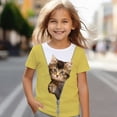 thumbnail image 1 of Girls T-Shirts Short Sleeve Crewneck Cute Cat Graphic Tees Summer Casual Comfortable T Shirts for Girls Size 6-7Y, 1 of 4
