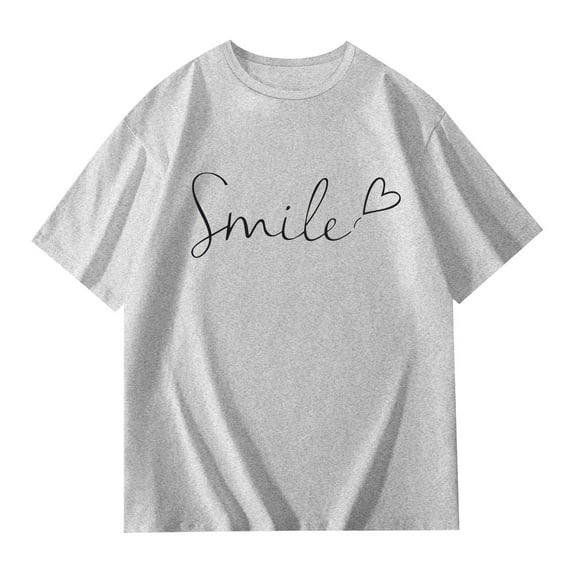 Girls T Shirts Short Sleeve Letter Print Casual Crewneck Basic Tees Kids Grey Shirt Kids Clothes Girls Size 10-12 Years
