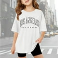 thumbnail image 1 of Girls T Shirts Short Sleeve Letter Print Casual Crewneck Basic Tees Kids Plain White Shirt Girls Tops Size 10-12 Years, 1 of 5