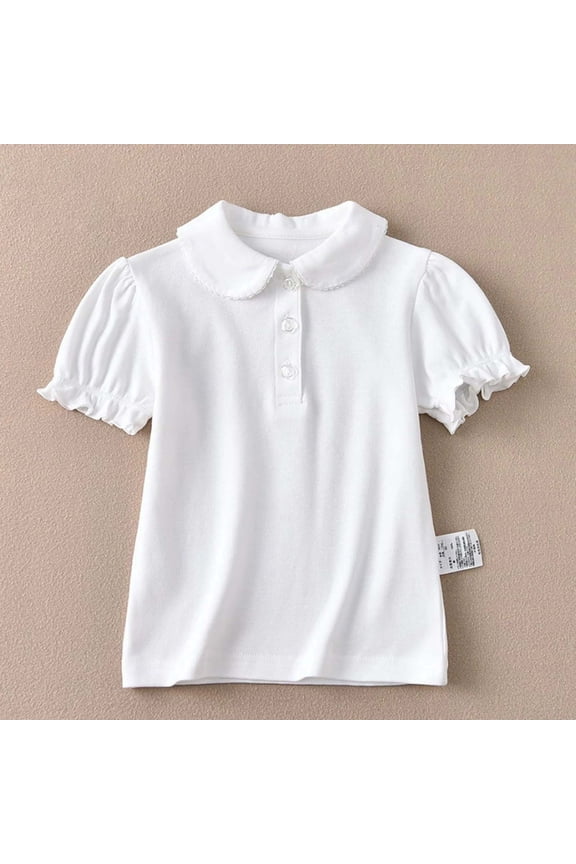 Girls T Shirts Short Sleeve Performance Polo Shirt School Uniform Top Girls Clothes White 6-7 Years
