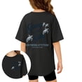 thumbnail image 1 of Girls T Shirts Short Sleeve Round Neck Basic Cute Print Tees Back To School Clothes Casual Preppy School Uniform Tops,Black,10-11 Years, 1 of 7