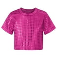 thumbnail image 1 of Girls' T-Shirts Short Sleeve Sequin Decor Tops Glitter Casual Shirts Soft Lightweight Tees For Party Festival Performance And Daily Wear Tees For Toddler Kids Blouses Hot Pink 150/(8-9 Years), 1 of 5