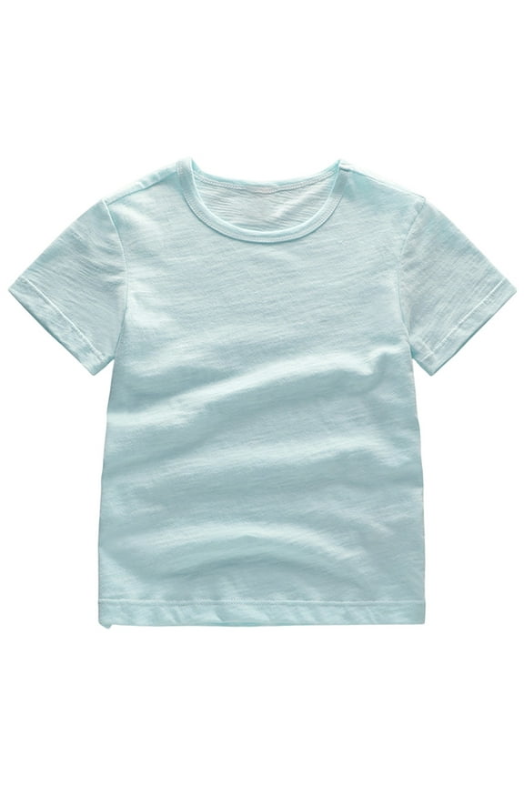 Girls T Shirts Short Sleeve T Shirts Round Neck Light Blue Summer T-Shirts Kids Clothes Girls 18-24 Months
