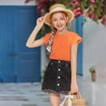 thumbnail image 1 of Girls T Shirts Short Sleeve Tops Crewneck Orange Summer Tops for Girls Shirts for Girls 5-6 Years, 1 of 4