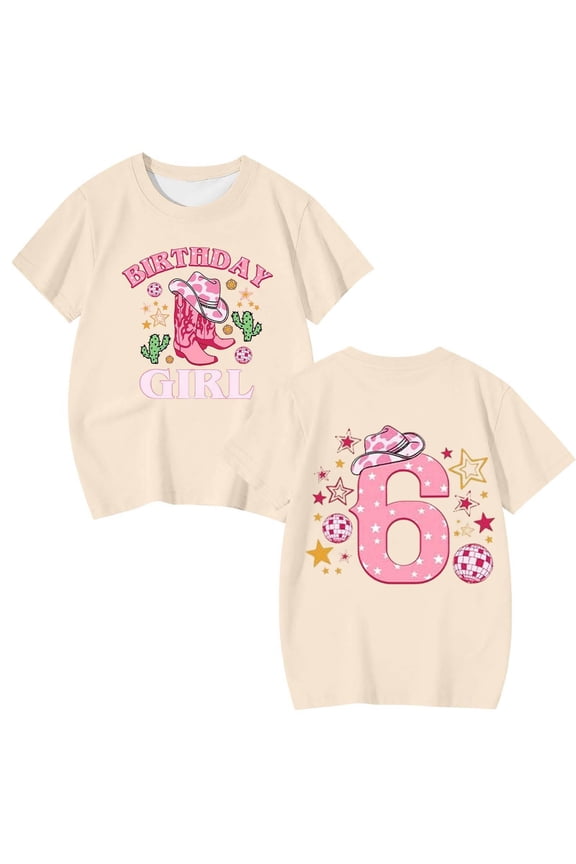 Girls T Shirts Size 1-2 Years Loose Fit Graphic Print Crew Neck Short Sleeve Tops for Everyday Wear Girls Tops