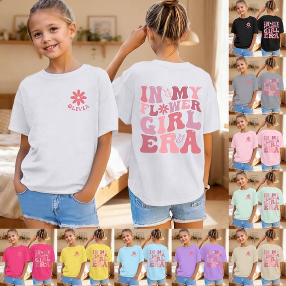 Girls T Shirts Size 14-16 Crewneck Short Sleeve T Shirt Top Kids Modern Fit Cute Back To School Clothes Graduation Summer Blouse for Girls