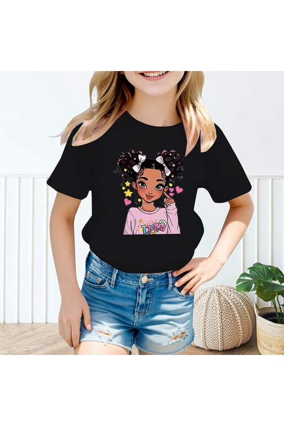 Girls T Shirts Size 14-16 Regular Fit Tractor Printing Crewneck Breathable Short Sleeve T Shirts Kids Summer Tops Tees