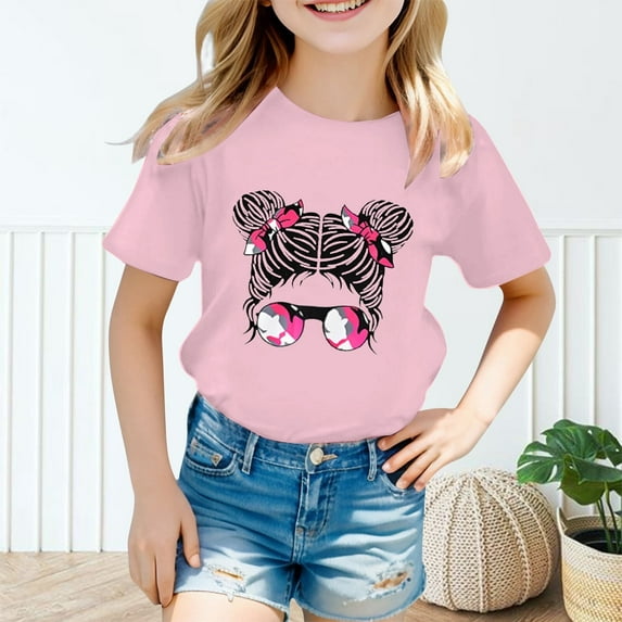 Girls T Shirts Size 6 Slim-Fit Solid Color Crewneck Lightweight Assorted Everyday Short Sleeve T-Shirts