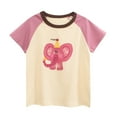 thumbnail image 1 of Girls T Shirts Summer Child Toddler Girls Elephant Print Casual T Shirt Breathable Lightweight Short Sleeved Top Toddler T Shirts Beige 5 Years-6 Years, 1 of 6