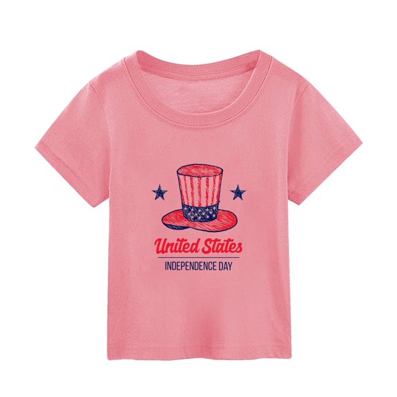 Girls T Shirts Summer Children'S Letter Hat Printing Short Sleeve Undershirt Out Wear Pullover Tshirts 9 Years-10 Years