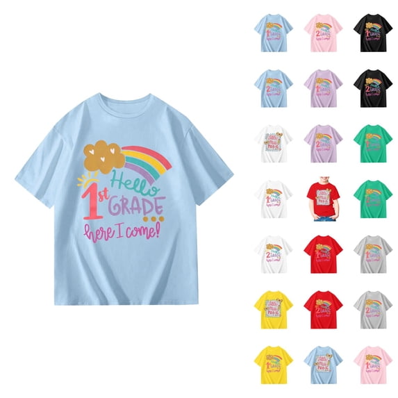 Girls T Shirts Summer Short Sleeve Casual Cute Crewneck Tops Tees