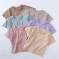 thumbnail image 1 of Girls T Shirts Toddler Kids Baby Boys Solid Basic Short Sleeve Crewneck T Shirt Top Girls Tops Purple 12-24 Months, 1 of 5