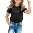 thumbnail image 1 of Girls T Shirts Toddler Kids Boys Girls Summer Funny Letter Prints Casual Lightweight Breathable T Shirt Summer Tops Black 6 Years-7 Years, 1 of 4