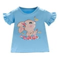 thumbnail image 1 of Girls T Shirts Toddler Kids Girls Summer Ruffle Short Sleeve T Shirts Cotton Cute Bunny Rabbit Graphic Tops Summer Tops Blue 2 Years-3 Years, 1 of 1